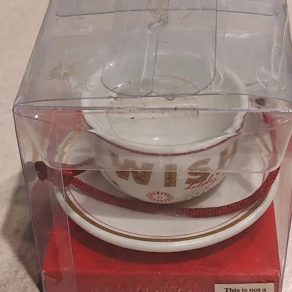 StarbucksWISHCHRISTMAS TreeTEACUP and attached  SAUCER ORNAMENT2006New - Picture 13 of 13